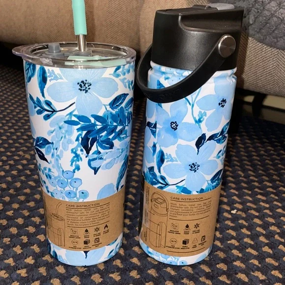 Triple wall vacuum insulated drinking cups/thermoses copper lined matching set - Picture 2 of 2